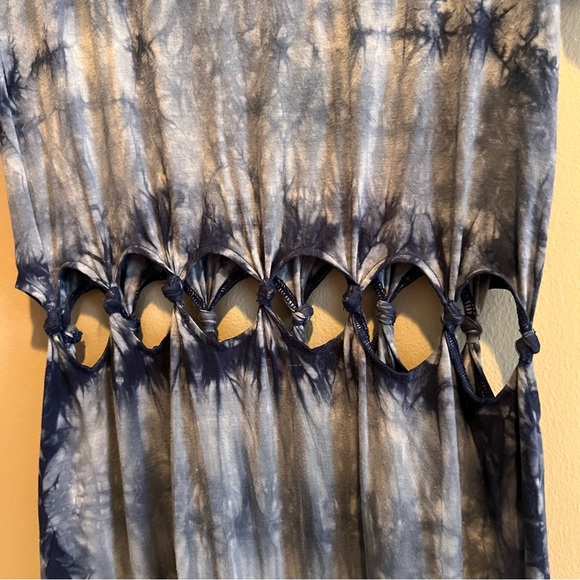 American Eagle Blue Tie-Dye T-Shirt Dress with Waist Cut-Outs Size L - Picture 5 of 7